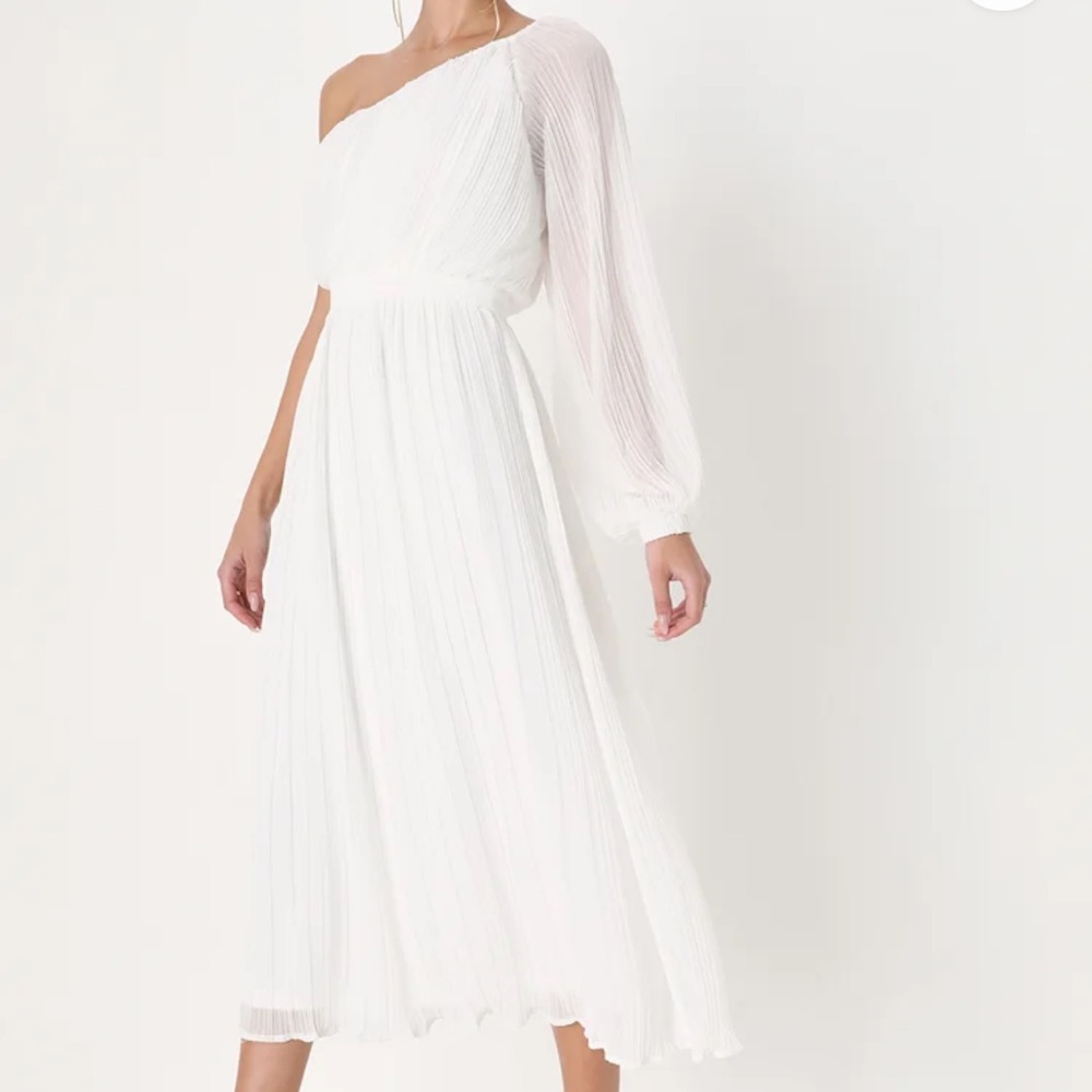 Lulus White One Shoulder Pleated M Midi Dress Long Sleeve Grecian Goddess
Style - Picture 9 of 12